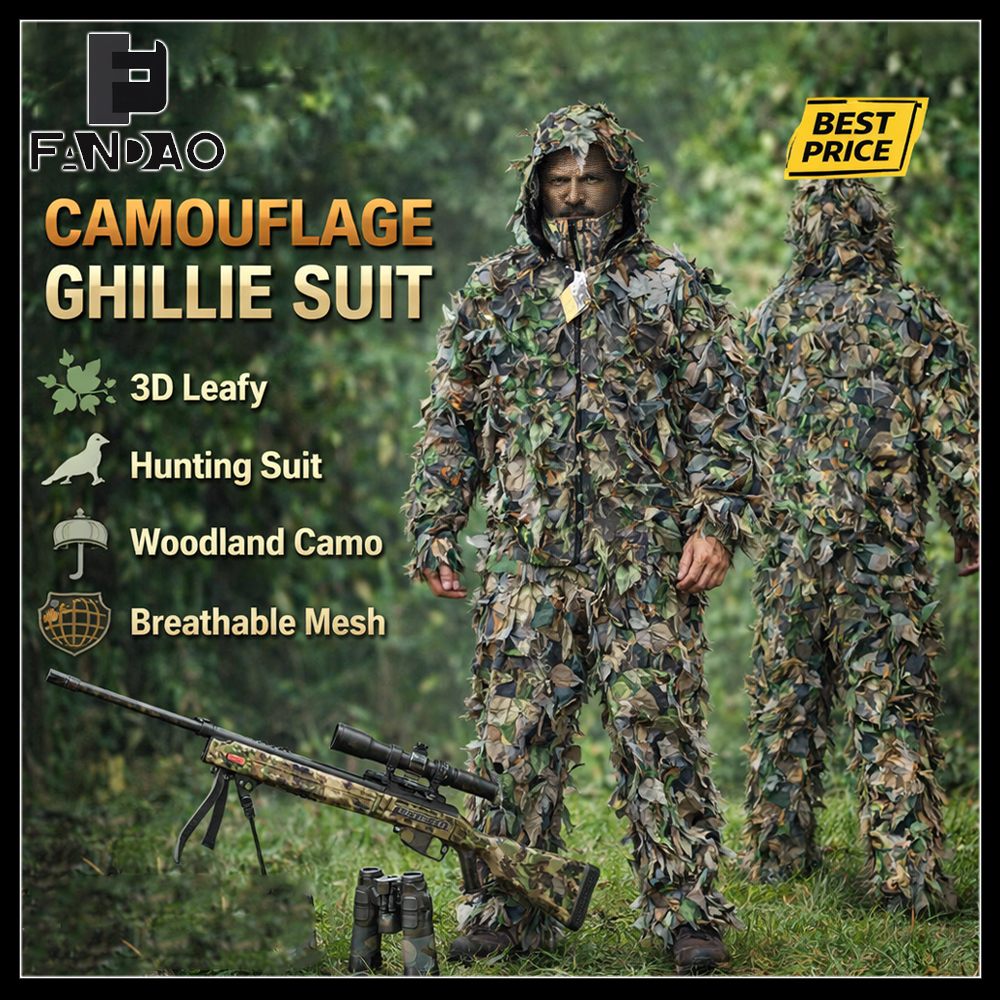 Hunting Outdoor Jacket - Tactical 3D Leafy Camo Ghillie Suit