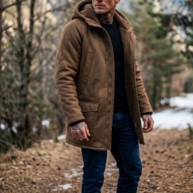 New Men's Faux Fur Lined Hoode – обзор и цена Outdoor Hunting Coat