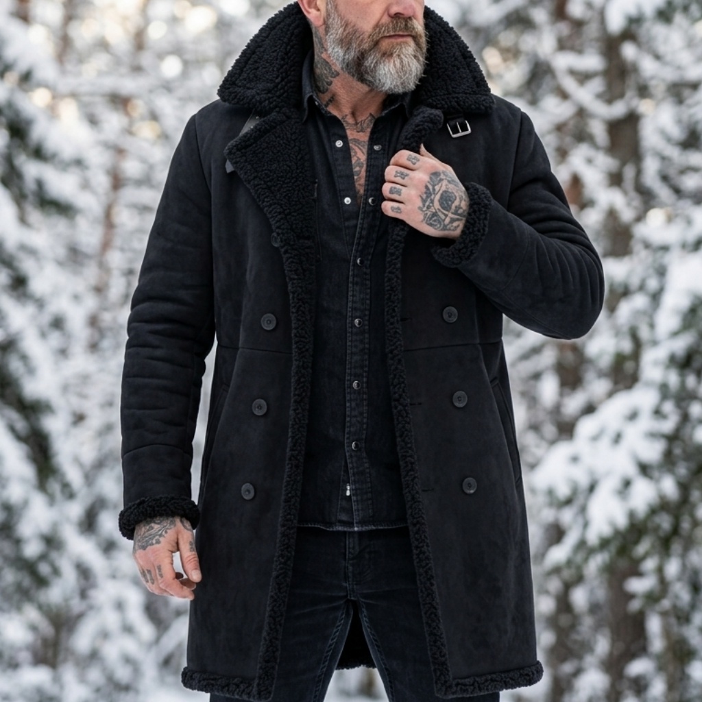 Men's Faux Suede Fur Lined Win – обзор и цена Outdoor Hunting Coat