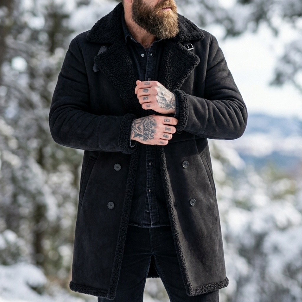 Men's Faux Suede Fur Lined Win – обзор и цена Outdoor Hunting Coat