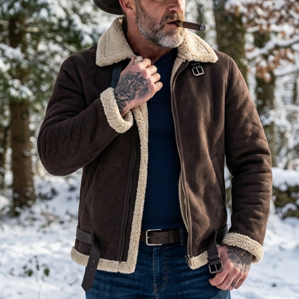 Men Winter Faux Suede Jacket F – обзор и цена Outdoor Hunting Coat